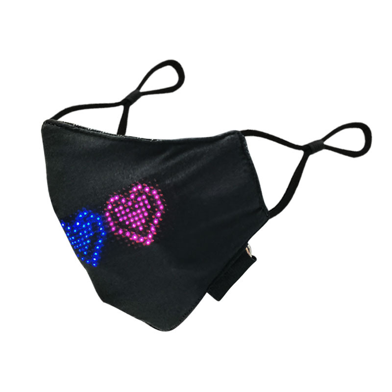 Rechargeable Black Cotton Face Mask LED Mouth, Bluetooth APP Control Rechargeable Black Cotton Face Mask LED Mouth, Bluetooth APP Control